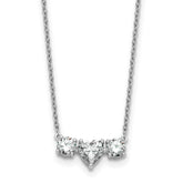 14k White Gold 1 3/8 carat Lab Grown Diamond VS/SI+ G+ Complete 16 inch Three Stone Heart Center Necklace